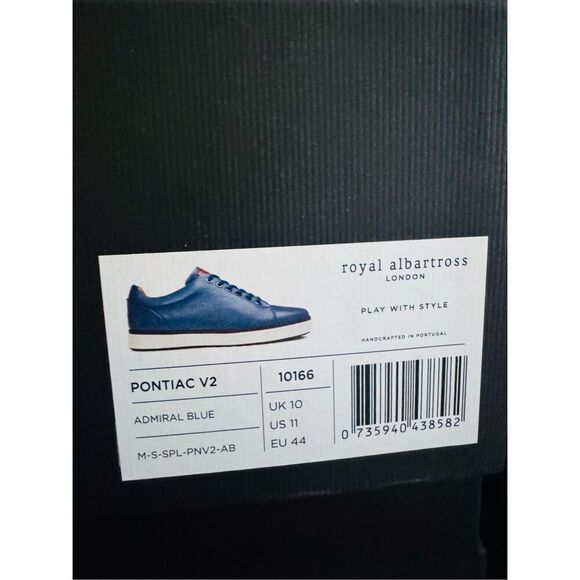 Royal Albartross PONTIAC V2 Spikeles Leather Welt Golf Shoe, Size 11, Blue NWT - Picture 10 of 16